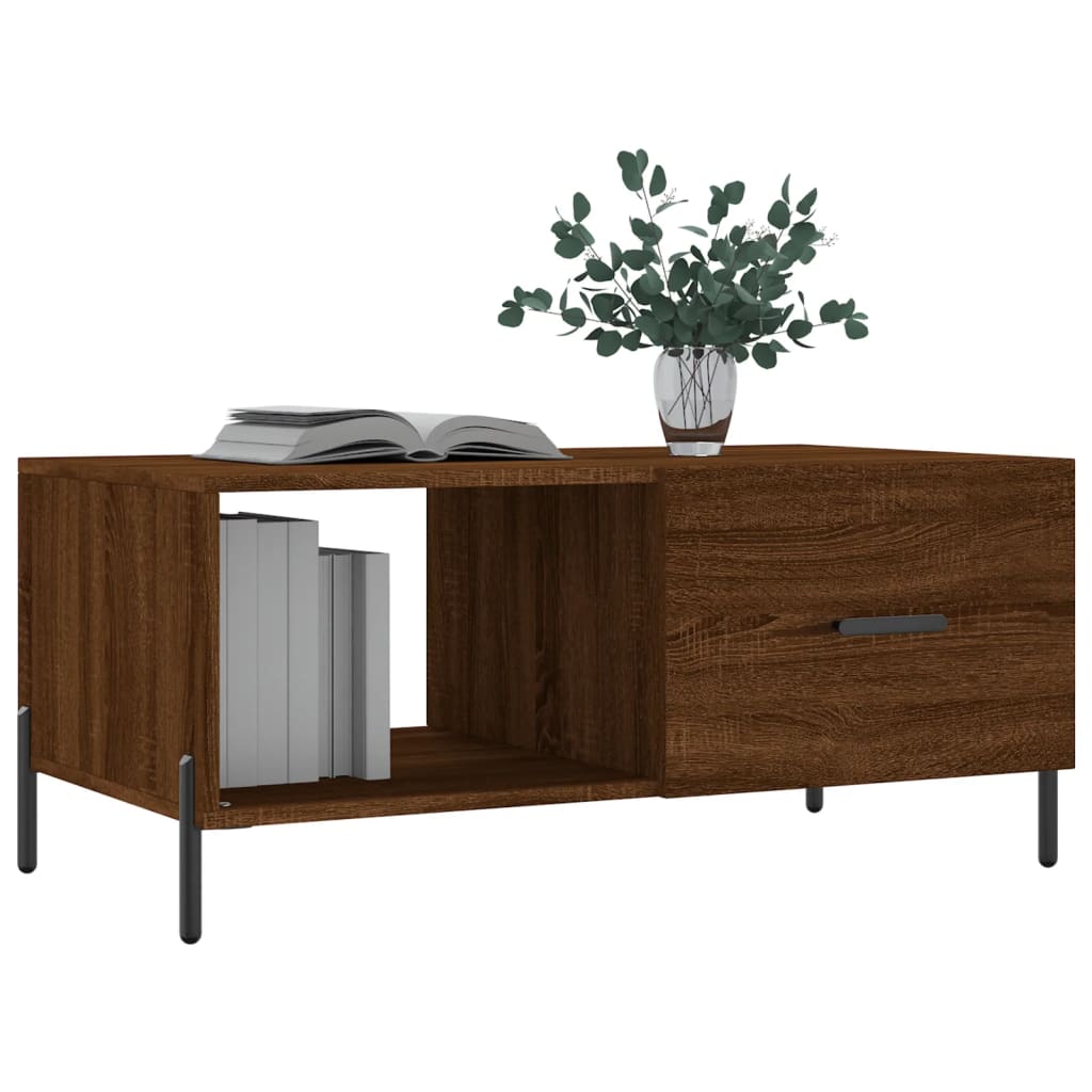 sofabord 90x50x40 cm konstrueret træ brun egetræsfarve