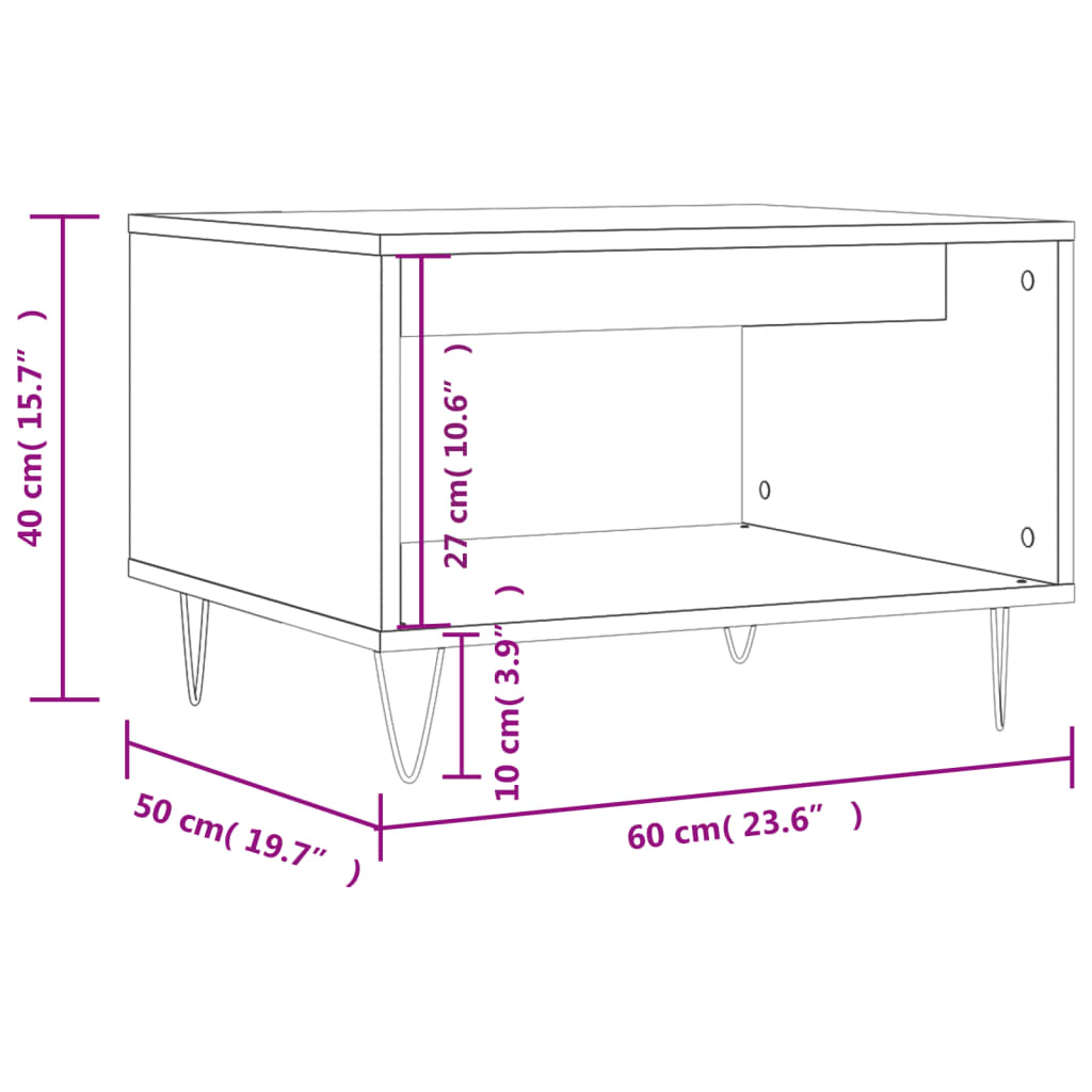 sofabord 60x50x40 cm konstrueret træ hvid