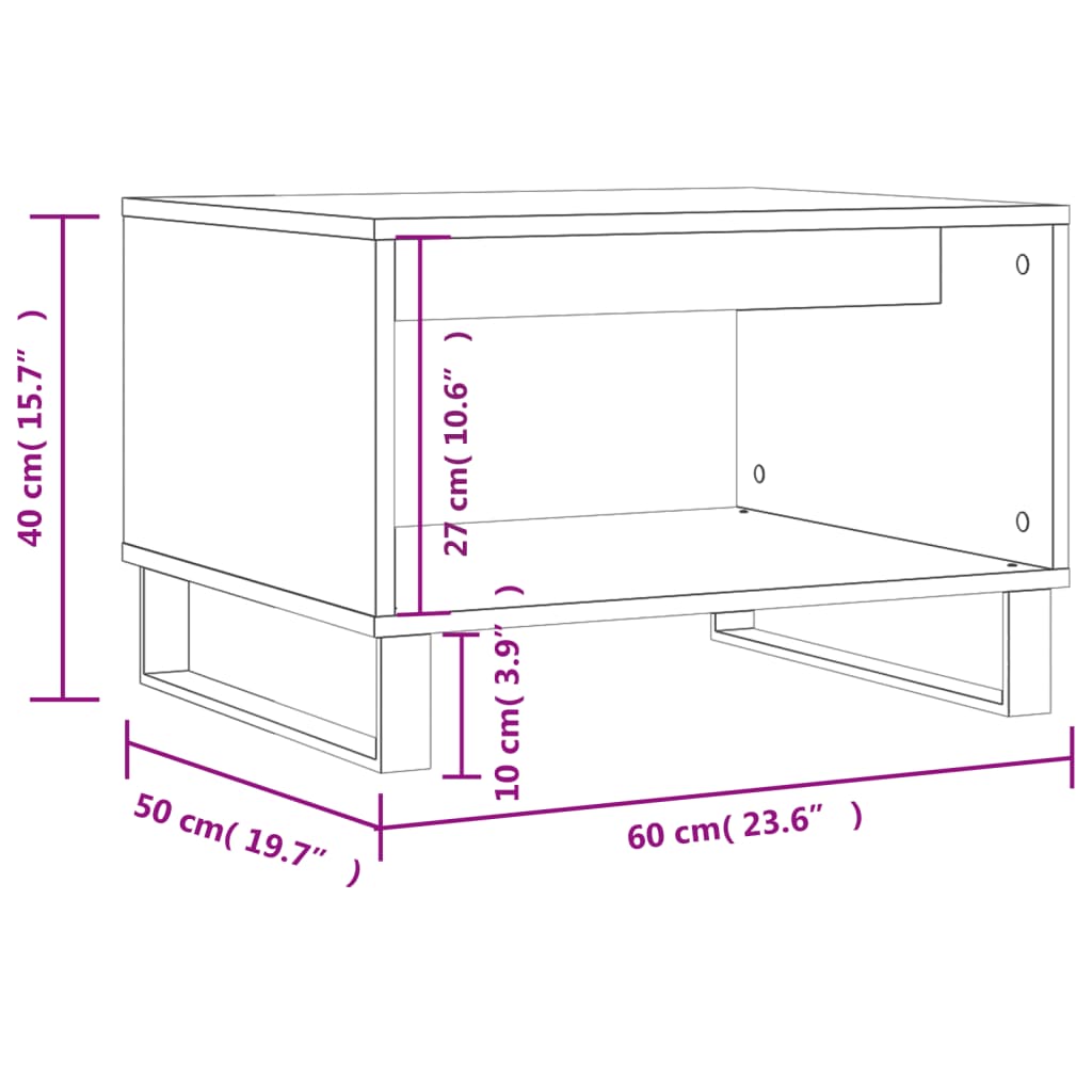 sofabord 60x50x40 cm konstrueret træ hvid