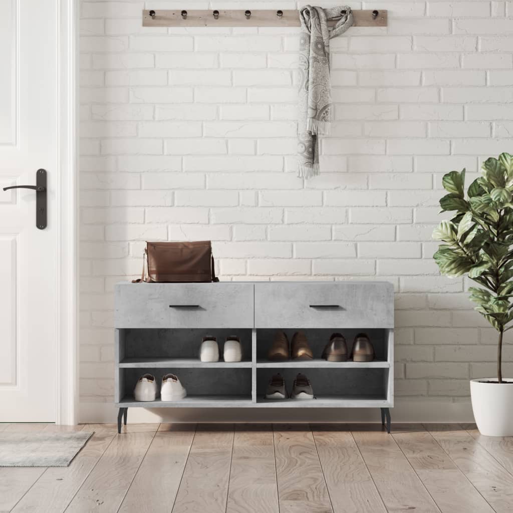 skobænk 102x35x55 cm konstrueret træ betongrå