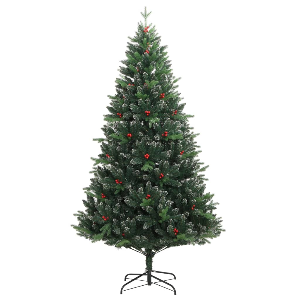 kunstigt juletræ med røde bær 120 cm hængslet