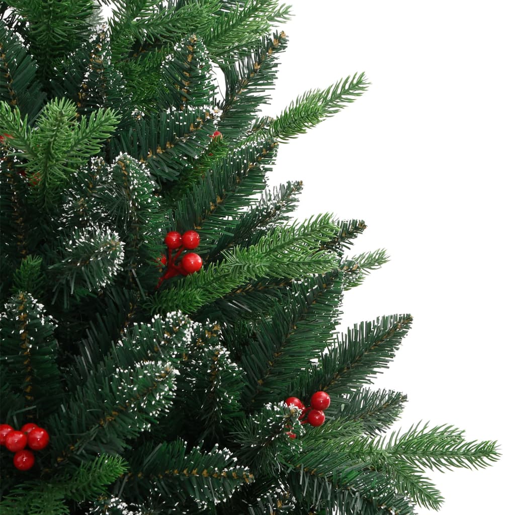 kunstigt juletræ med røde bær 240 cm hængslet
