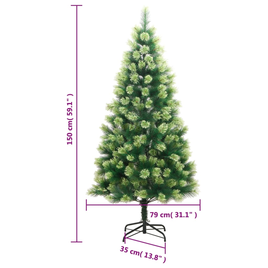 kunstigt juletræ med juletræsfod 150 cm hængslet