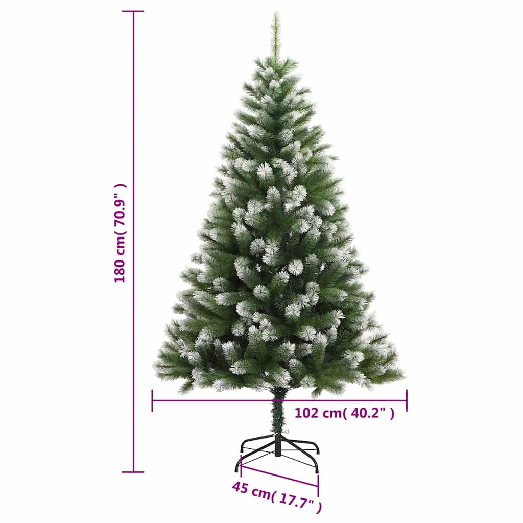 kunstigt juletræ med sne 180 cm hængslet