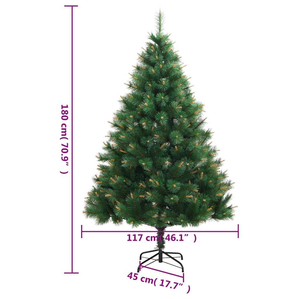 kunstigt juletræ med juletræsfod 180 cm hængslet
