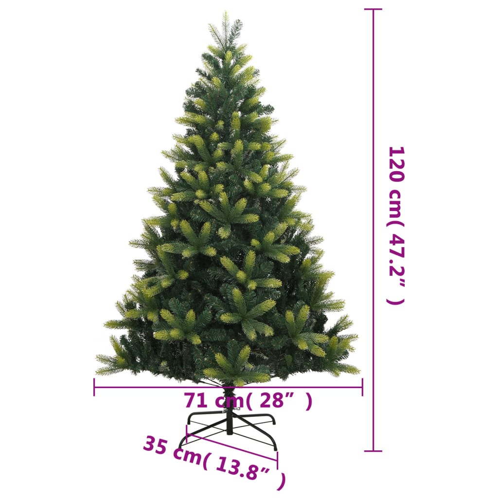 kunstigt juletræ med juletræsfod 120 cm hængslet