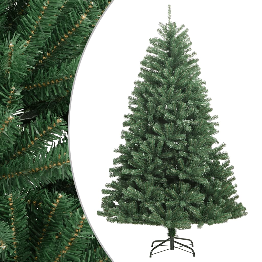 kunstigt juletræ med juletræsfod 120 cm hængslet grøn