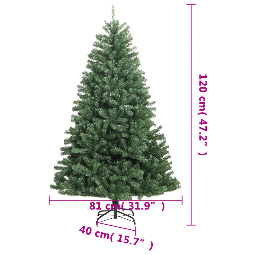 kunstigt juletræ med juletræsfod 120 cm hængslet grøn