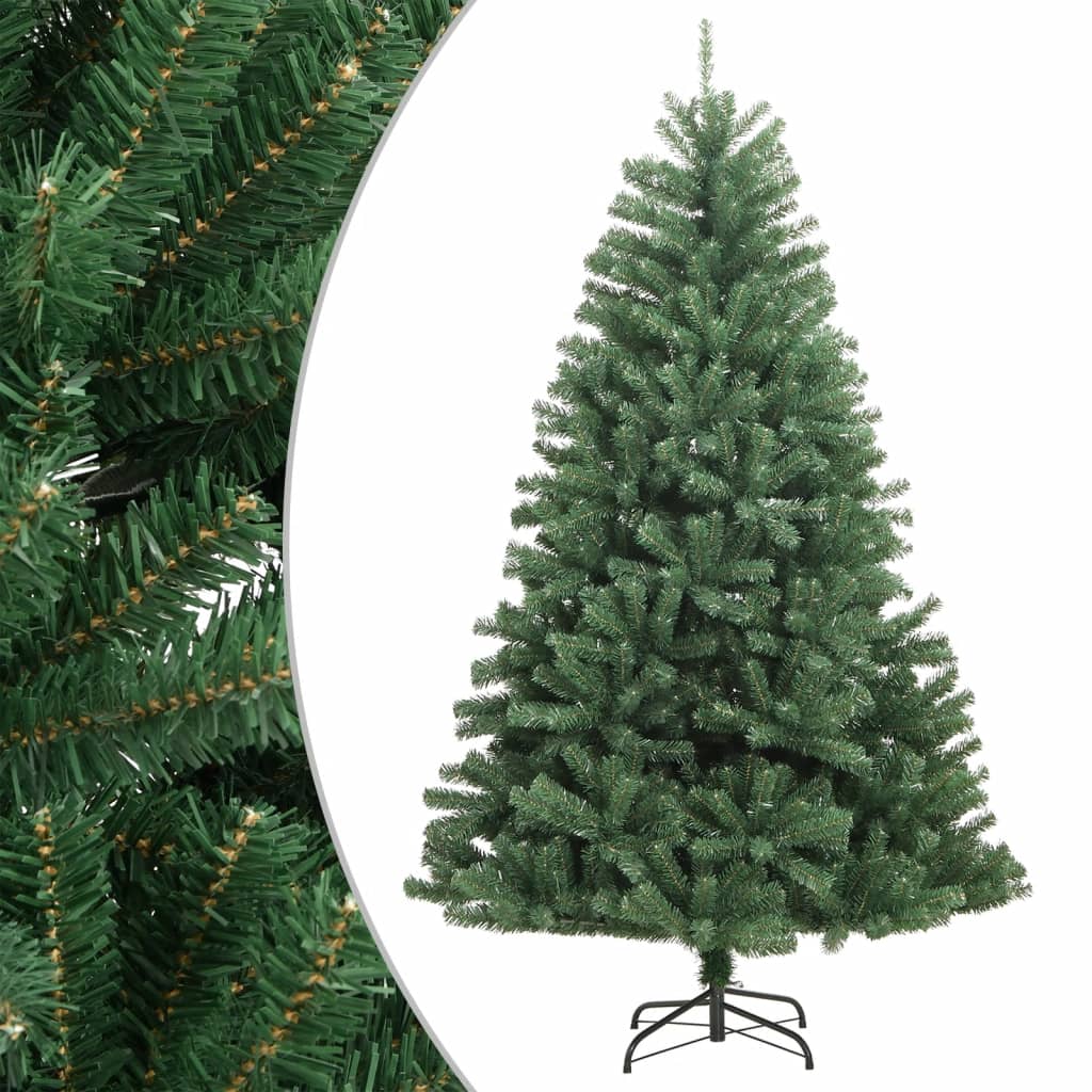 kunstigt juletræ med juletræsfod 180 cm hængslet grøn