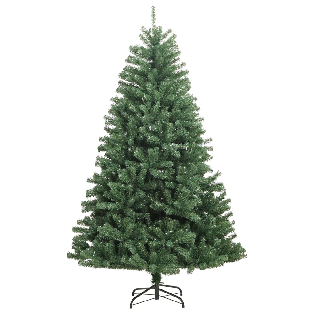 kunstigt juletræ med juletræsfod 180 cm hængslet grøn