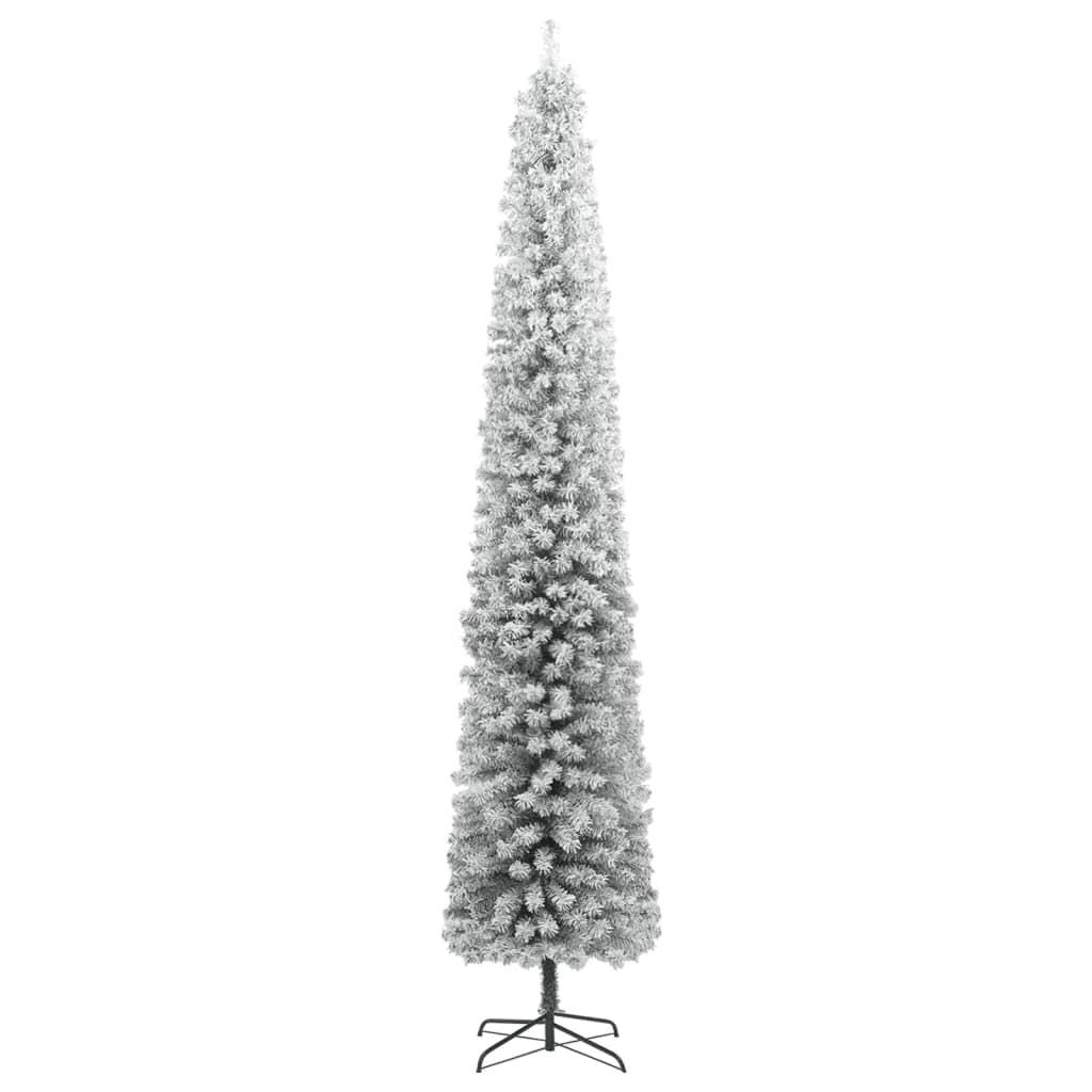 smalt juletræ med juletræsfod og sne 300 cm PVC