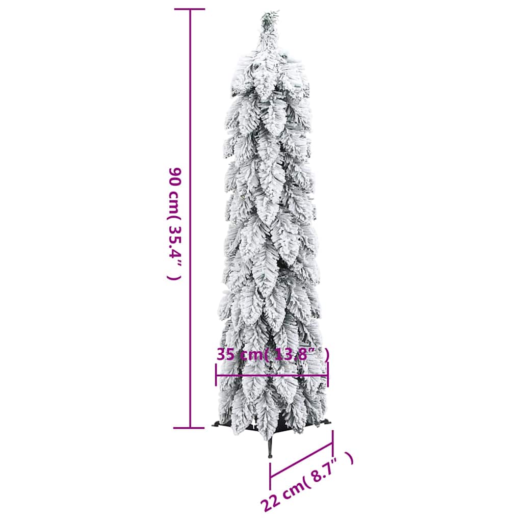 kunstigt juletræ med 45 LED'er og sne 90 cm