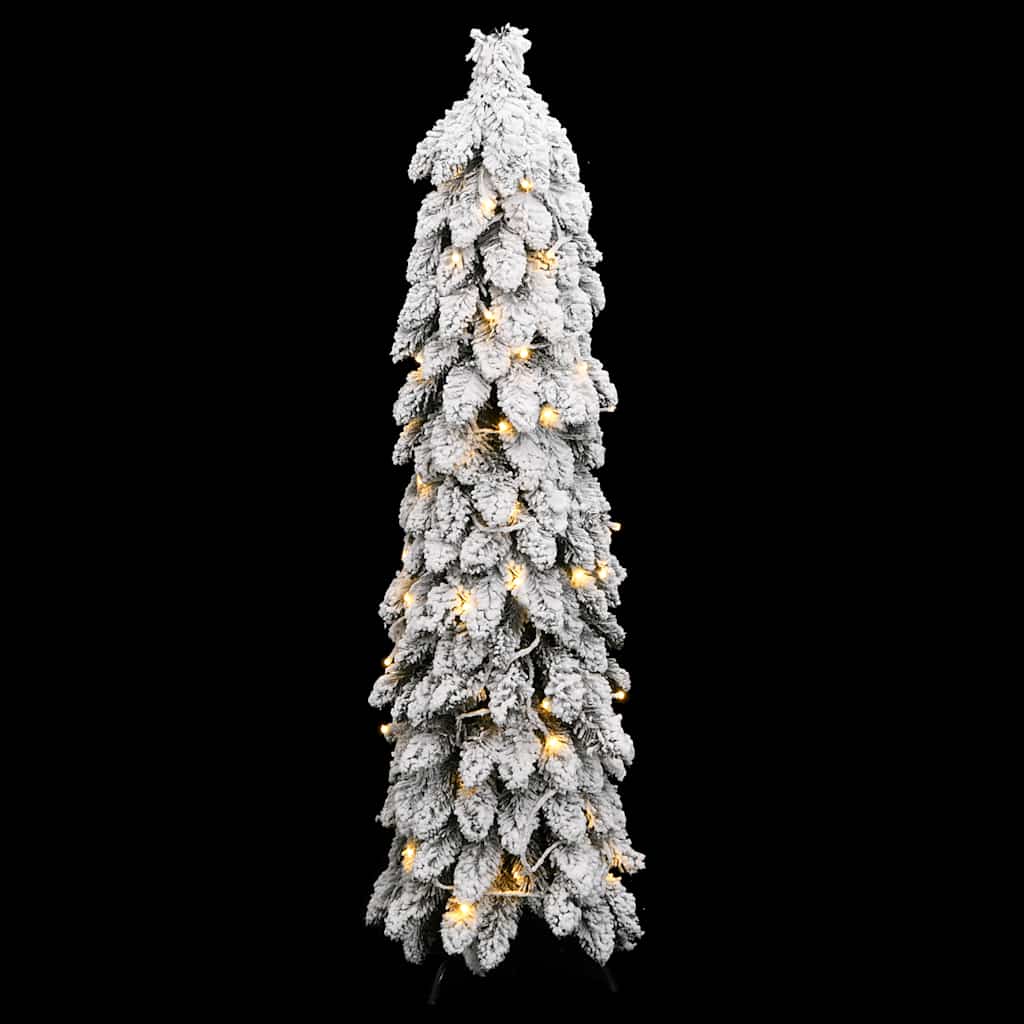 kunstigt juletræ med 80 LED'er og sne 150 cm