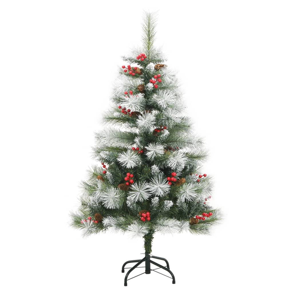 kunstigt juletræ med grankogler og bær 150 cm hængslet