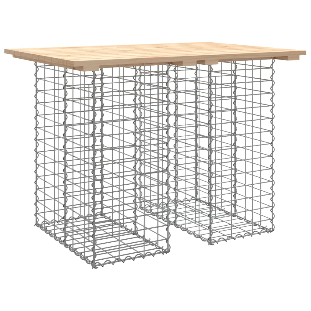 havebord gabiondesign 100x70x72 cm massivt træ fyrretræ