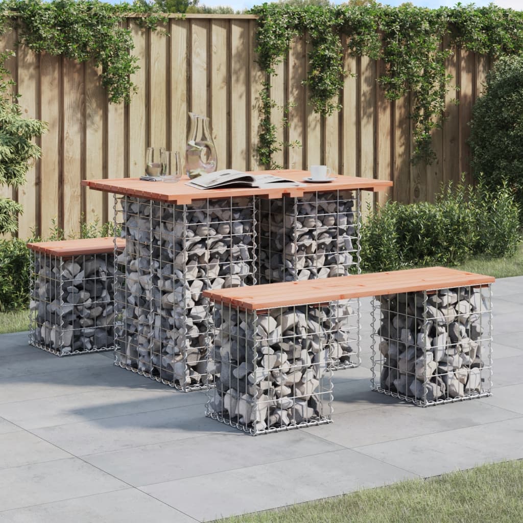 havebord gabiondesign 100x70x72 cm massivt træ Douglas