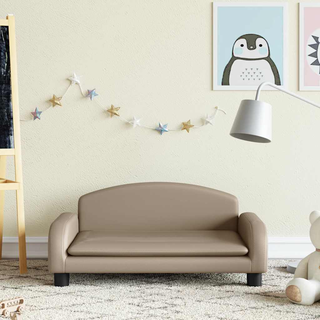 sofa til børn 70x45x30 cm kunstlæder cappuccinofarvet