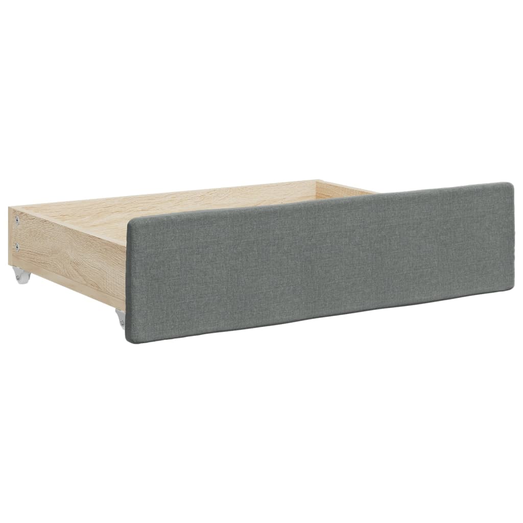 daybed med udtræk og skuffer 100x190 cm stof mørkegrå