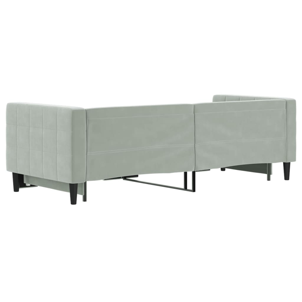 daybed med udtræk 80x200 cm velour lysegrå