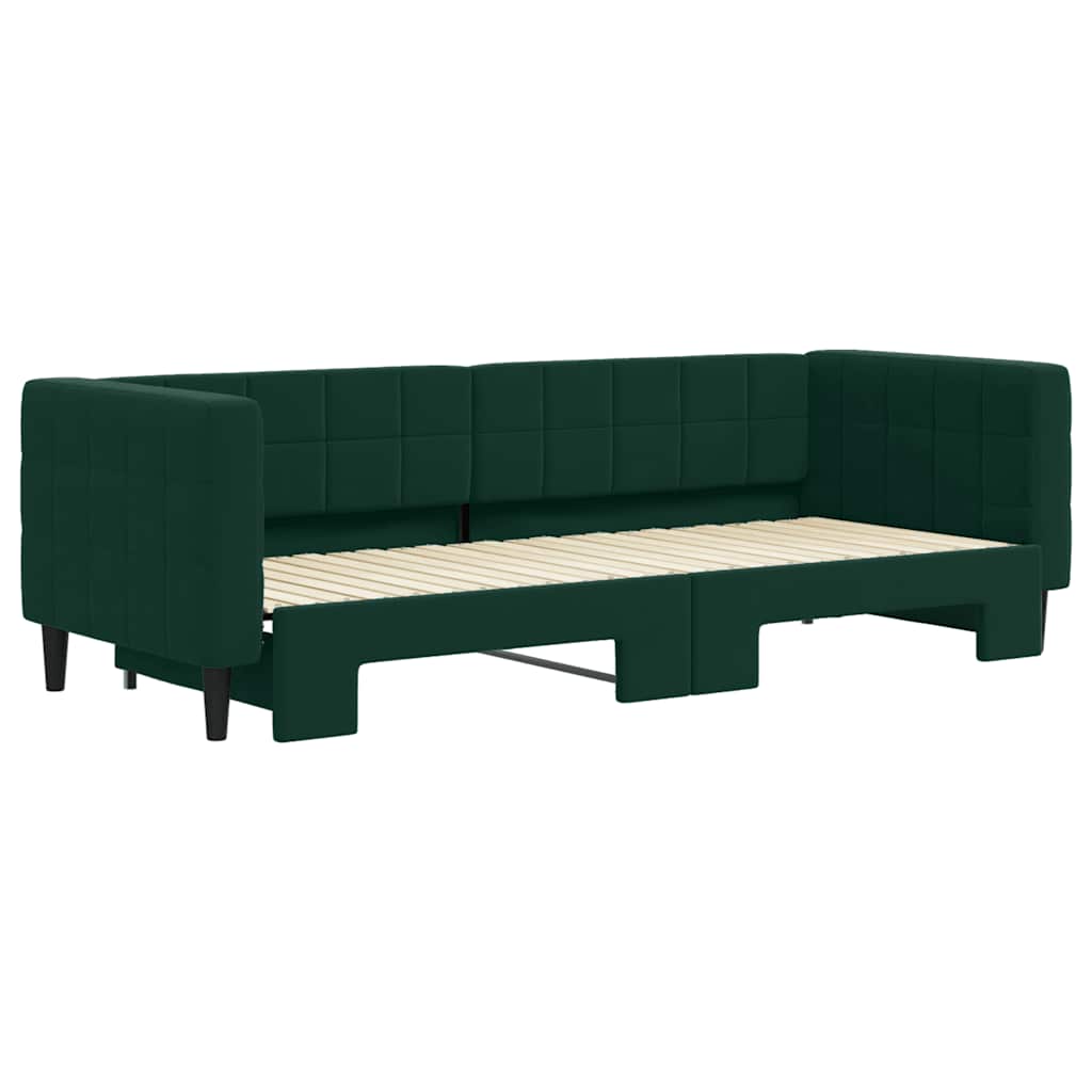 daybed med udtræk 80x200 cm velour mørkegrøn