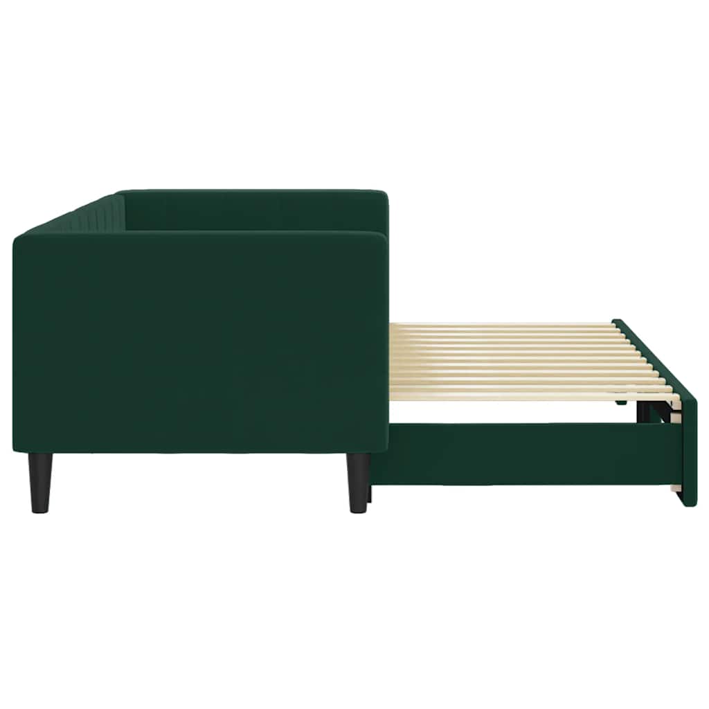 daybed med udtræk 80x200 cm velour mørkegrøn