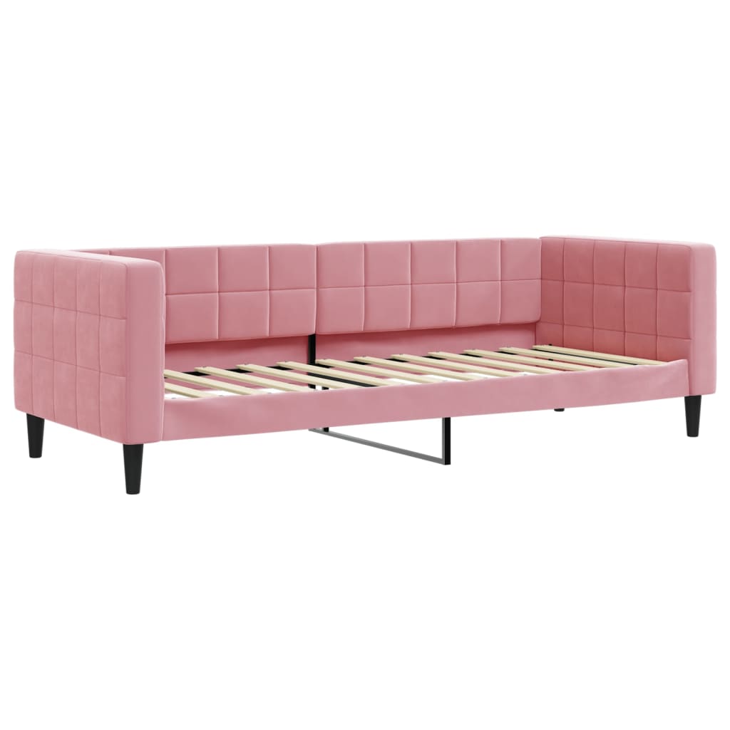 daybed med udtræk 80x200 cm velour lyserød