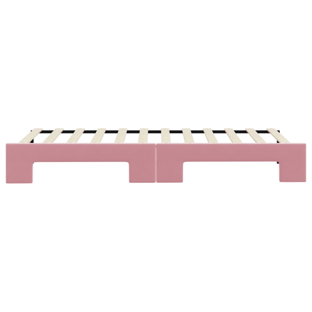 daybed med udtræk 80x200 cm velour lyserød