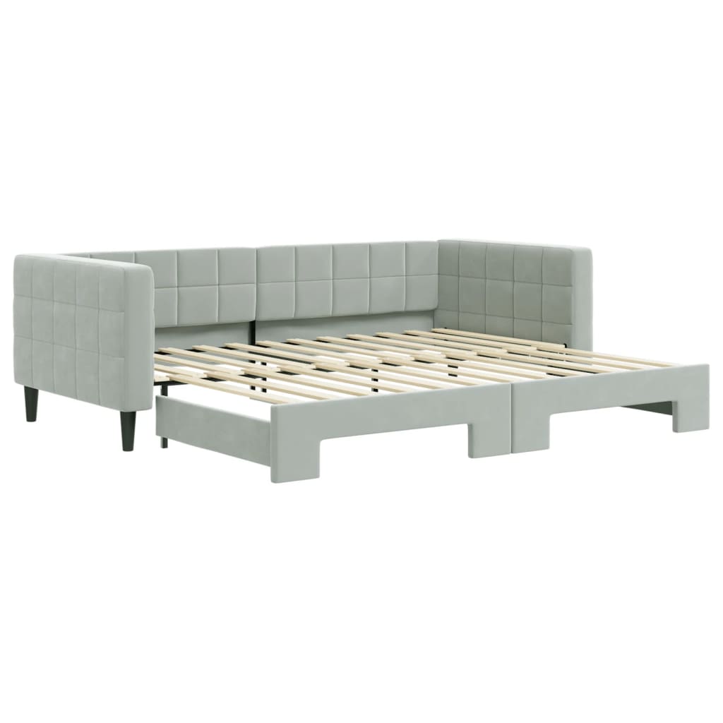daybed med udtræk 90x200 cm velour lysegrå