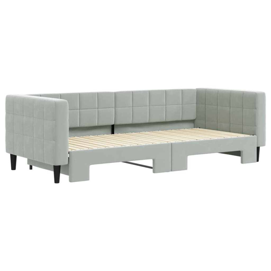 daybed med udtræk 90x200 cm velour lysegrå