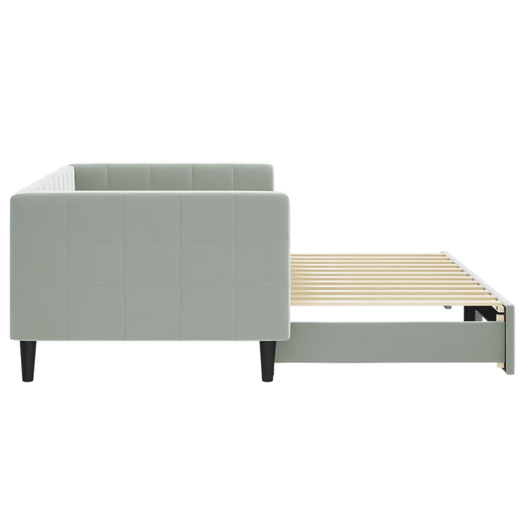 daybed med udtræk 90x200 cm velour lysegrå