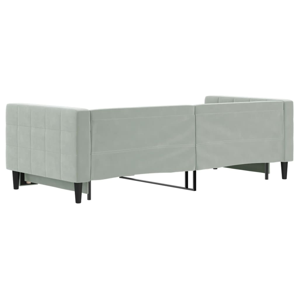 daybed med udtræk 90x200 cm velour lysegrå