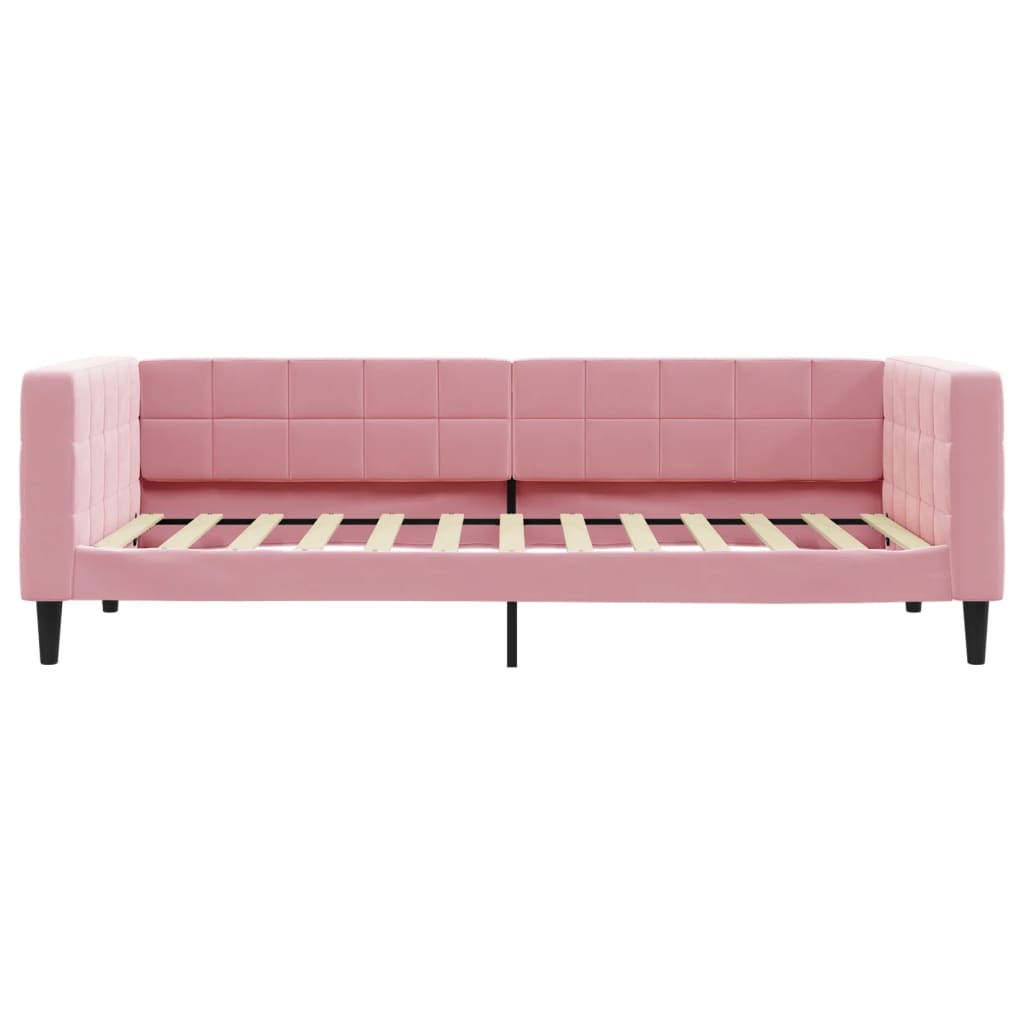 daybed med udtræk 90x200 cm velour lyserød
