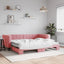 daybed med udtræk 90x200 cm velour lyserød