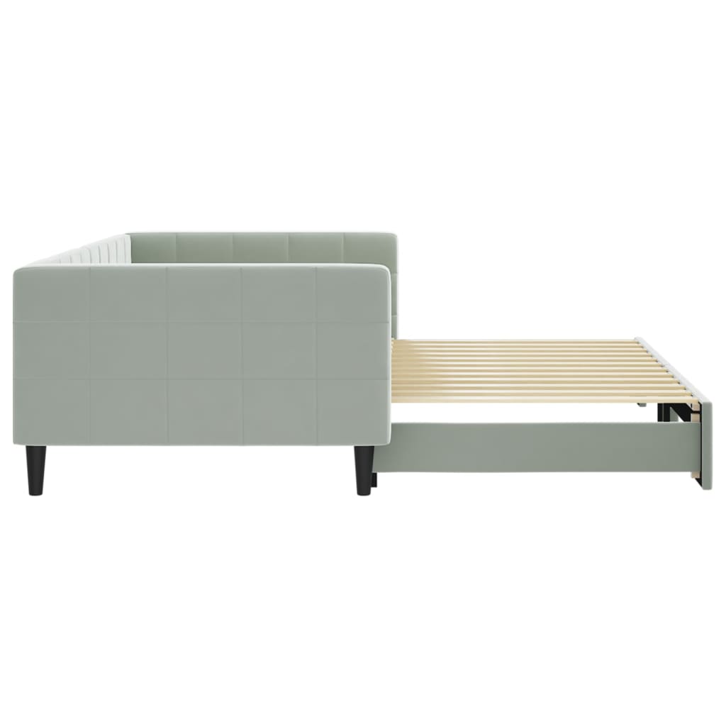 daybed med udtræk 100x200 cm velour lysegrå
