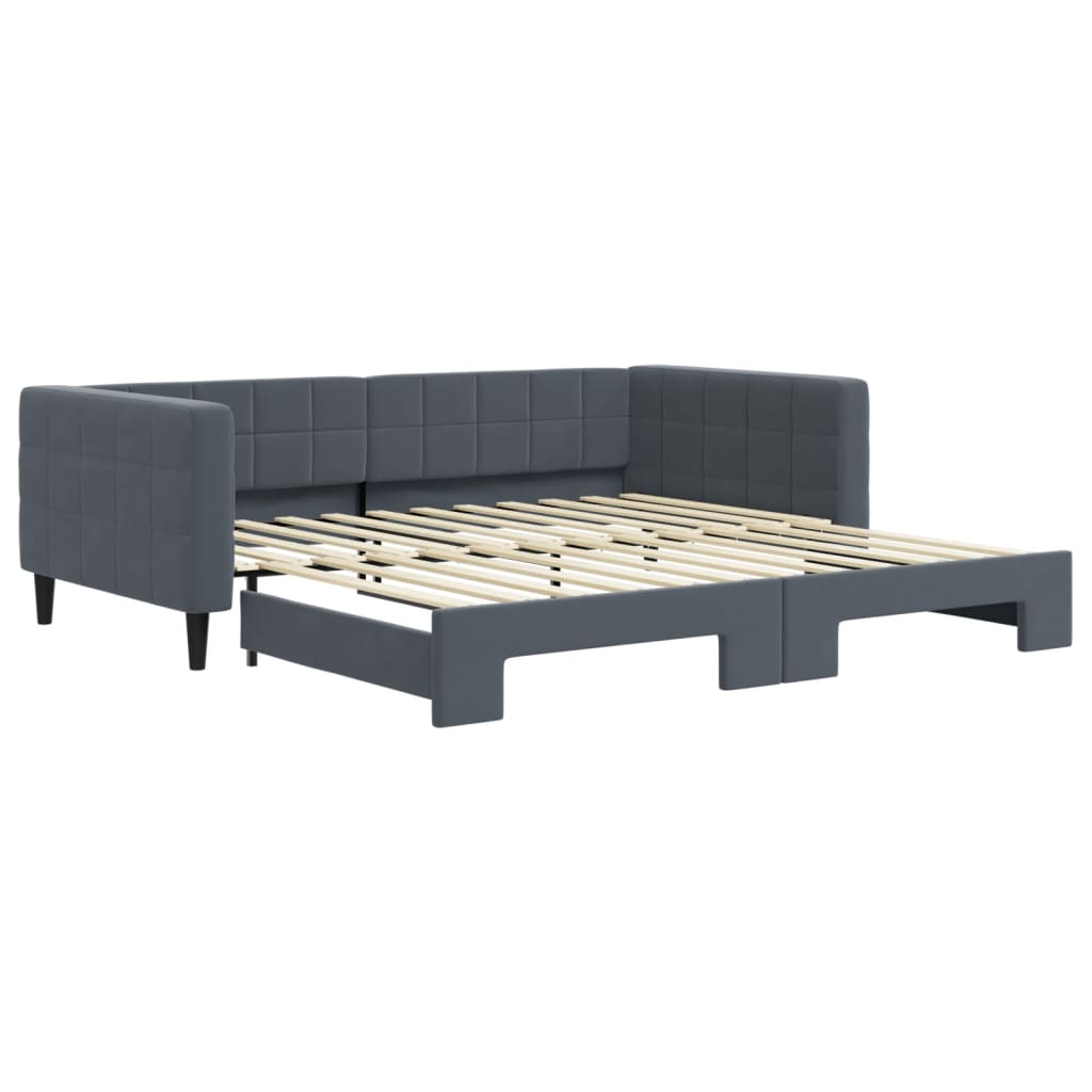 daybed med udtræk 100x200 cm velour mørkegrå