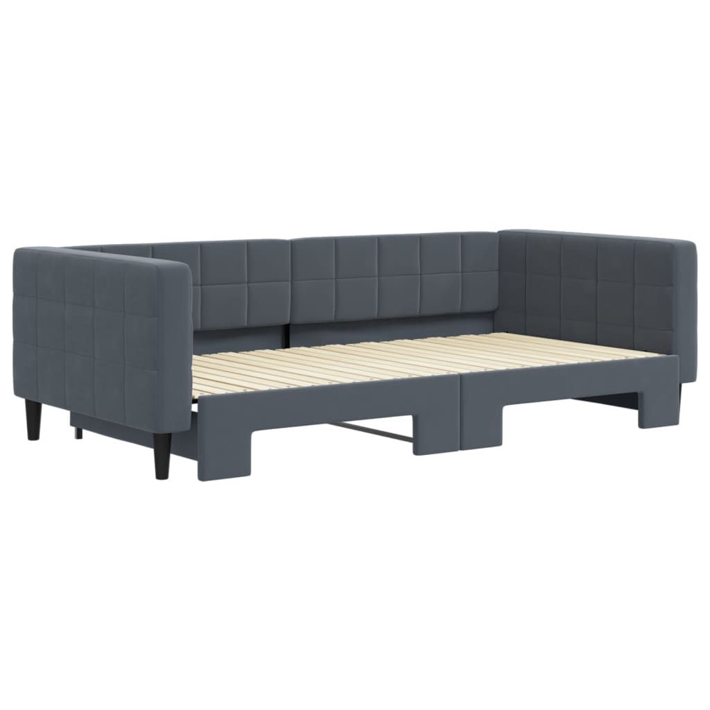 daybed med udtræk 100x200 cm velour mørkegrå