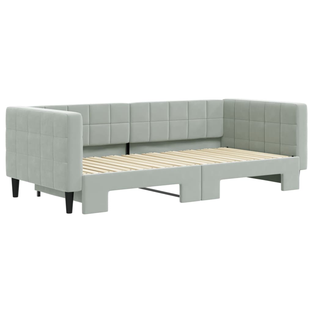 daybed med udtræk 90x190 cm velour lysegrå