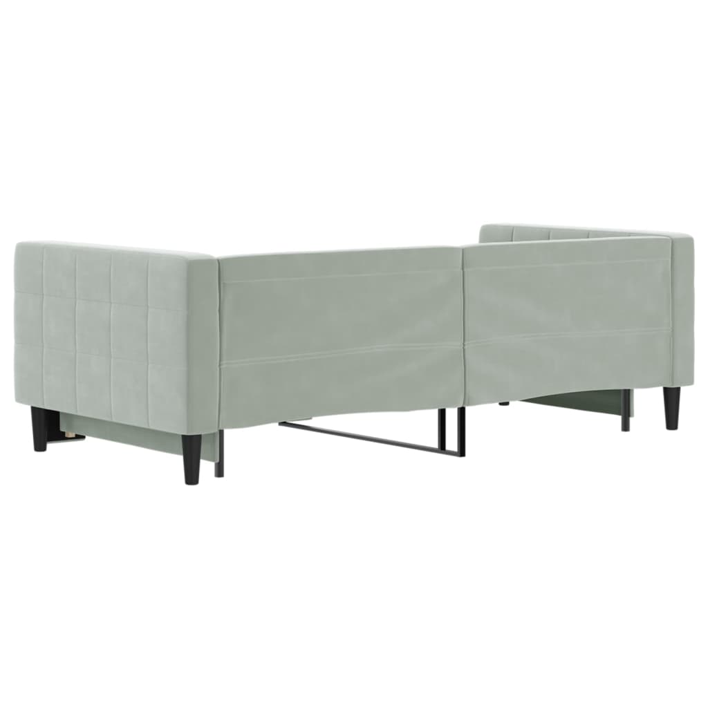 daybed med udtræk 90x190 cm velour lysegrå