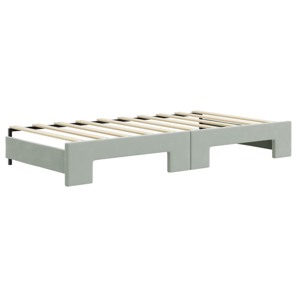 daybed med udtræk 90x190 cm velour lysegrå