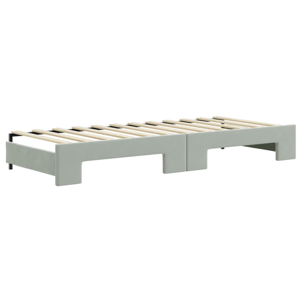 daybed med udtræk og madras 80x200 cm velour lysegrå