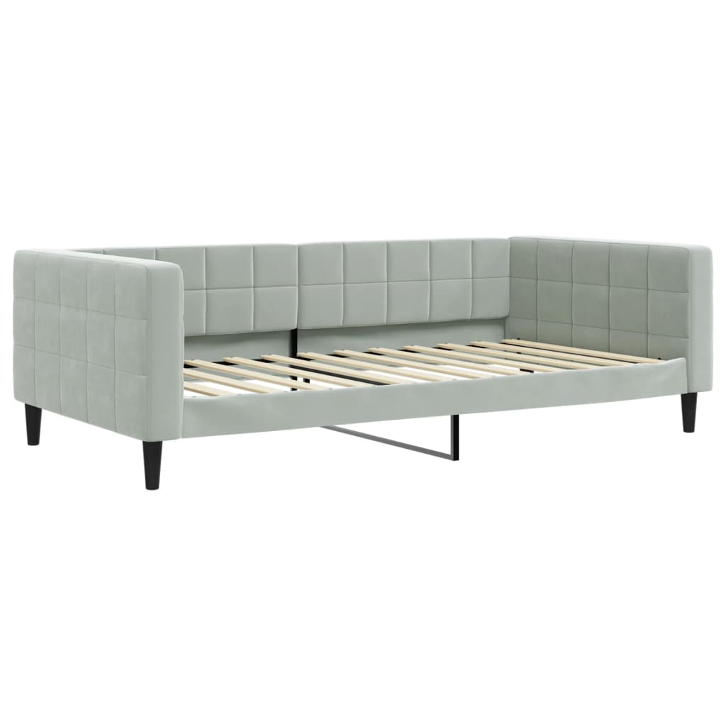 daybed med udtræk og madras 100x200 cm velour lysegrå