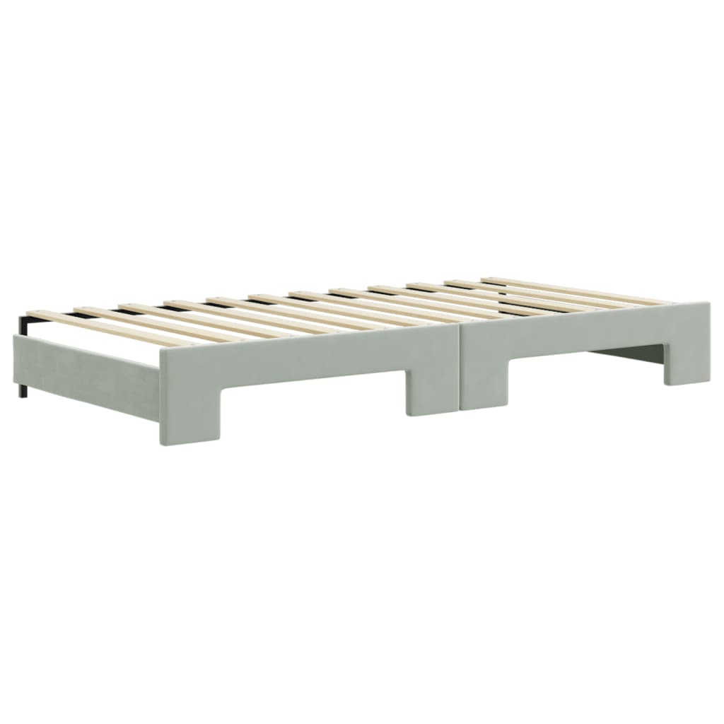 daybed med udtræk og madras 100x200 cm velour lysegrå