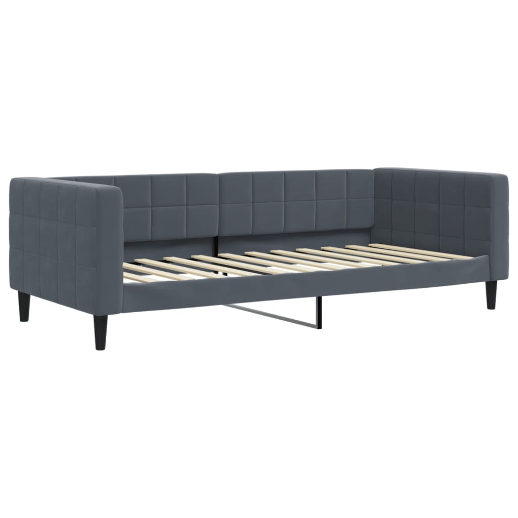 daybed med udtræk og madras 100x200 cm velour mørkegrå