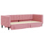 daybed med udtræk og skuffer 80x200 cm velour lyserød