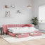 daybed med udtræk og skuffer 80x200 cm velour lyserød