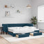 daybed med udtræk og skuffer 90x200 cm velour blå