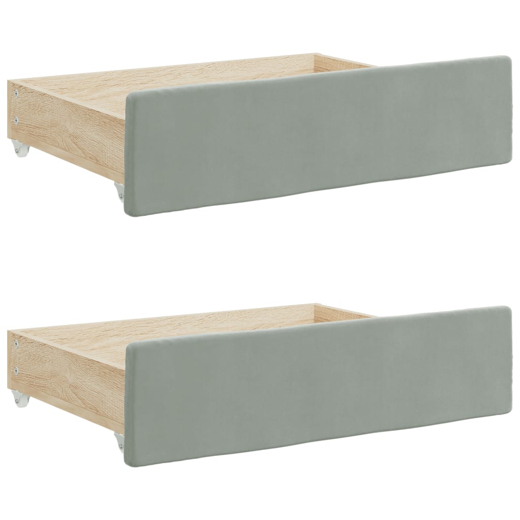 daybed med udtræk og skuffer 90x200 cm velour lysegrå