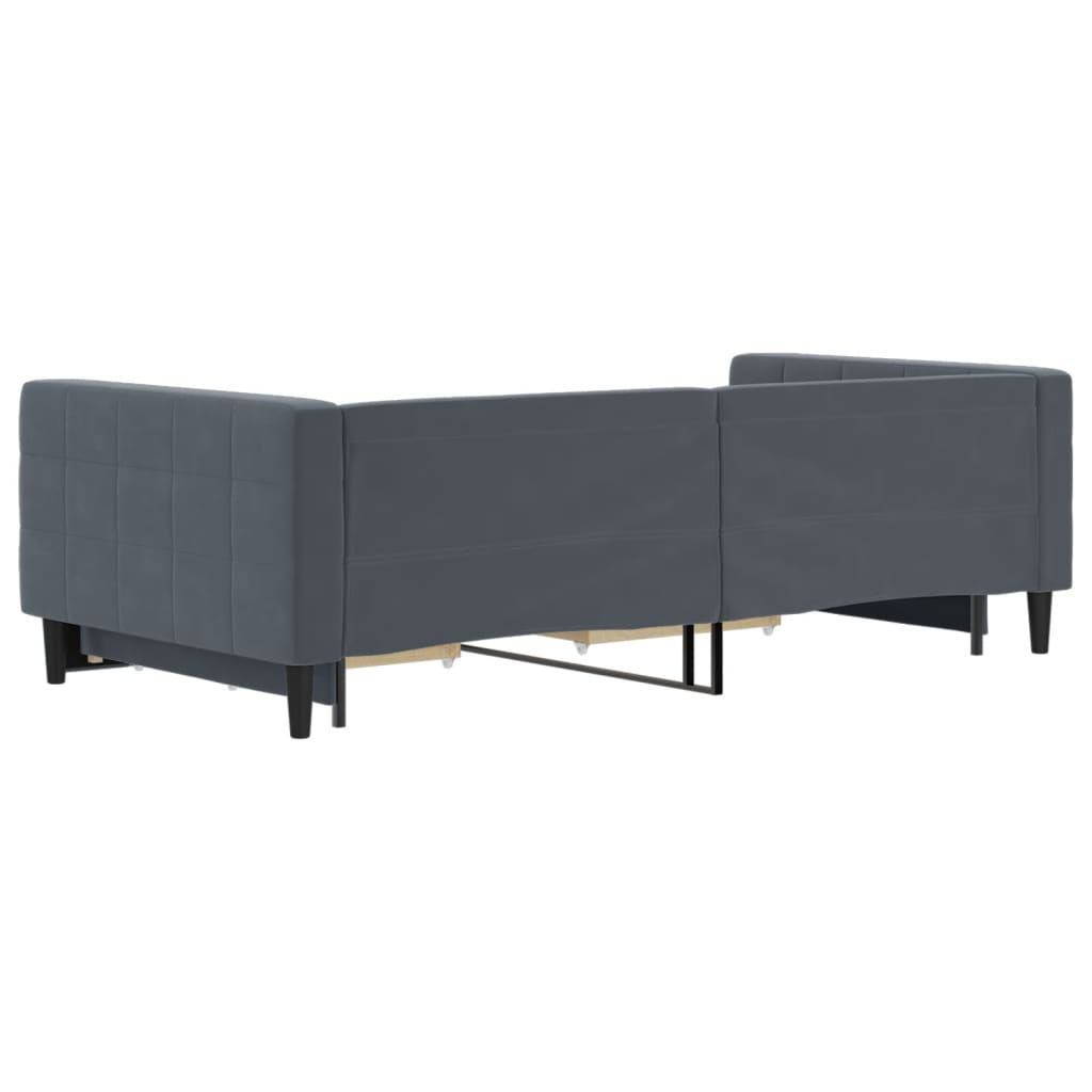 daybed med udtræk og skuffer 100x200 cm velour mørkegrå
