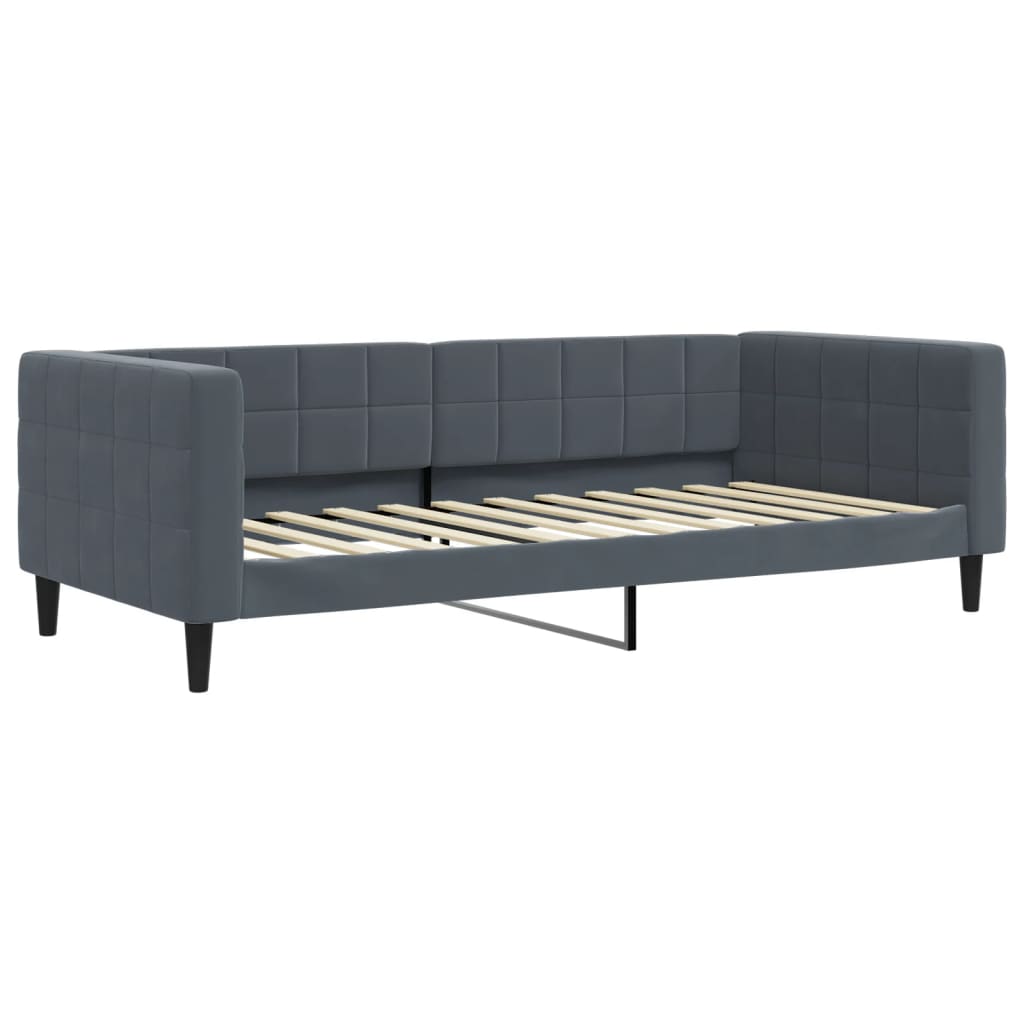 daybed med udtræk og skuffer 100x200 cm velour mørkegrå