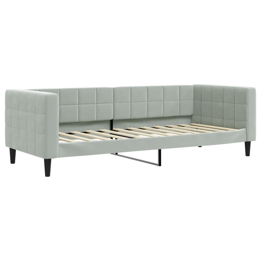 daybed med udtræk og skuffer 80x200 cm velour lysegrå
